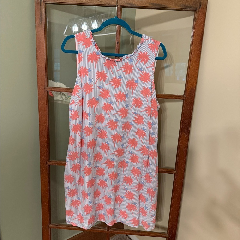 Crown & Ivy Women’s Pink and Blue Printed Midi Dress Size 14